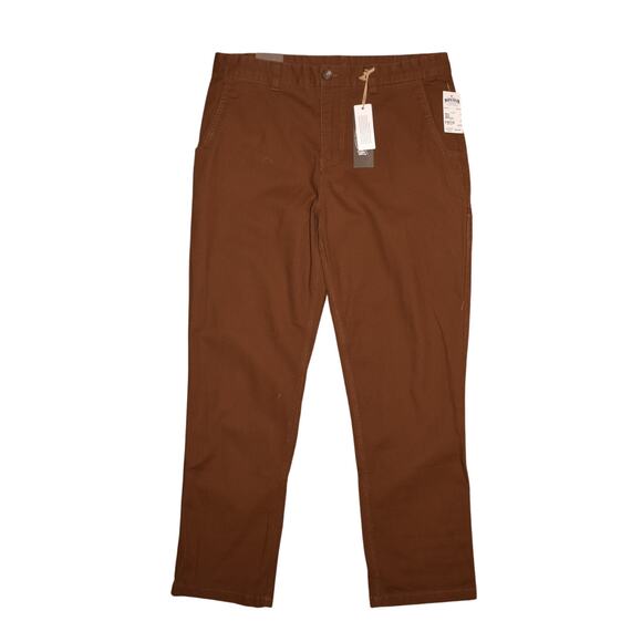 NORTH RIVER NEW $60 Brown Stretch Canvas Straight Leg Pants Workwear Men's 32/34 - Picture 1 of 4